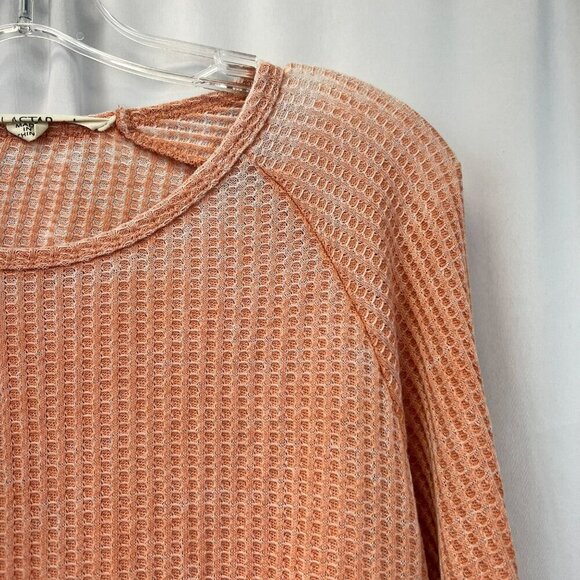 Vanilla Star Women’s Round Neck Long Sleeve Top Gathered Waist Coral Large - Picture 3 of 8